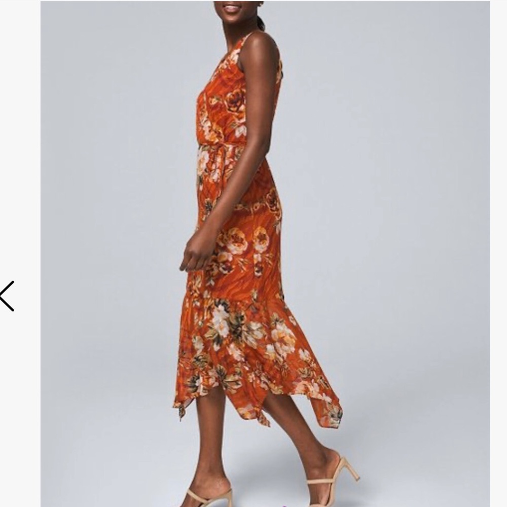 Floral Orange Midi Dress